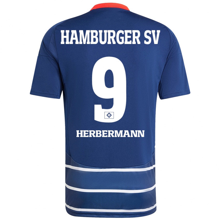 Bambino Maglia Kevin Herbermann #9 Blu Scuro Kit Gara Away 2024/25 Maglietta