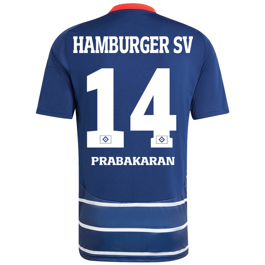 Bambino Maglia Nilavan Prabakaran #14 Blu Scuro Kit Gara Away 2024/25 Maglietta