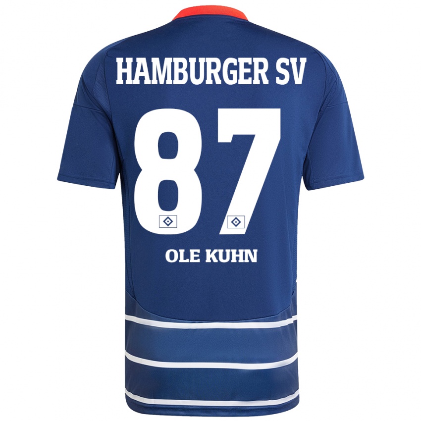 Bambino Maglia Niklas Ole Kühn #87 Blu Scuro Kit Gara Away 2024/25 Maglietta