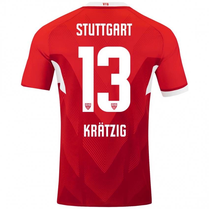 Bambino Maglia Frans Krätzig #13 Rosso Bianco Kit Gara Away 2024/25 Maglietta