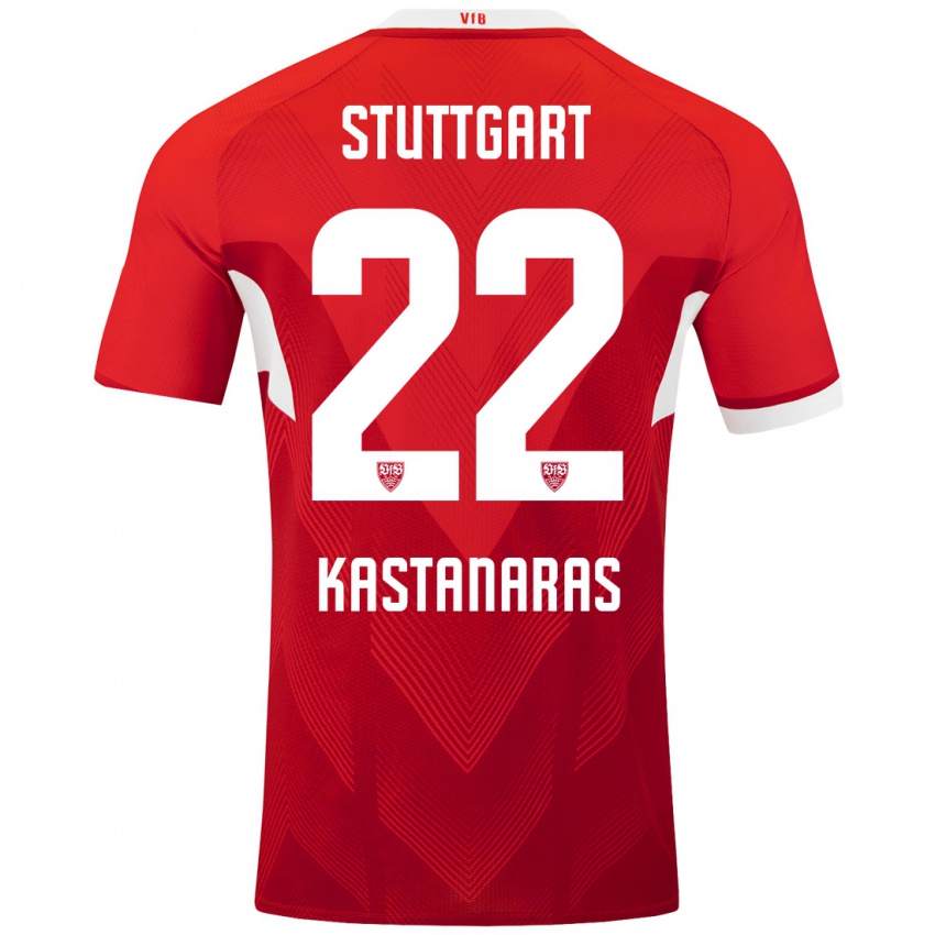 Bambino Maglia Thomas Kastanaras #22 Rosso Bianco Kit Gara Away 2024/25 Maglietta