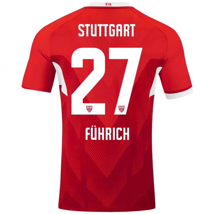 Bambino Maglia Chris Führich #27 Rosso Bianco Kit Gara Away 2024/25 Maglietta