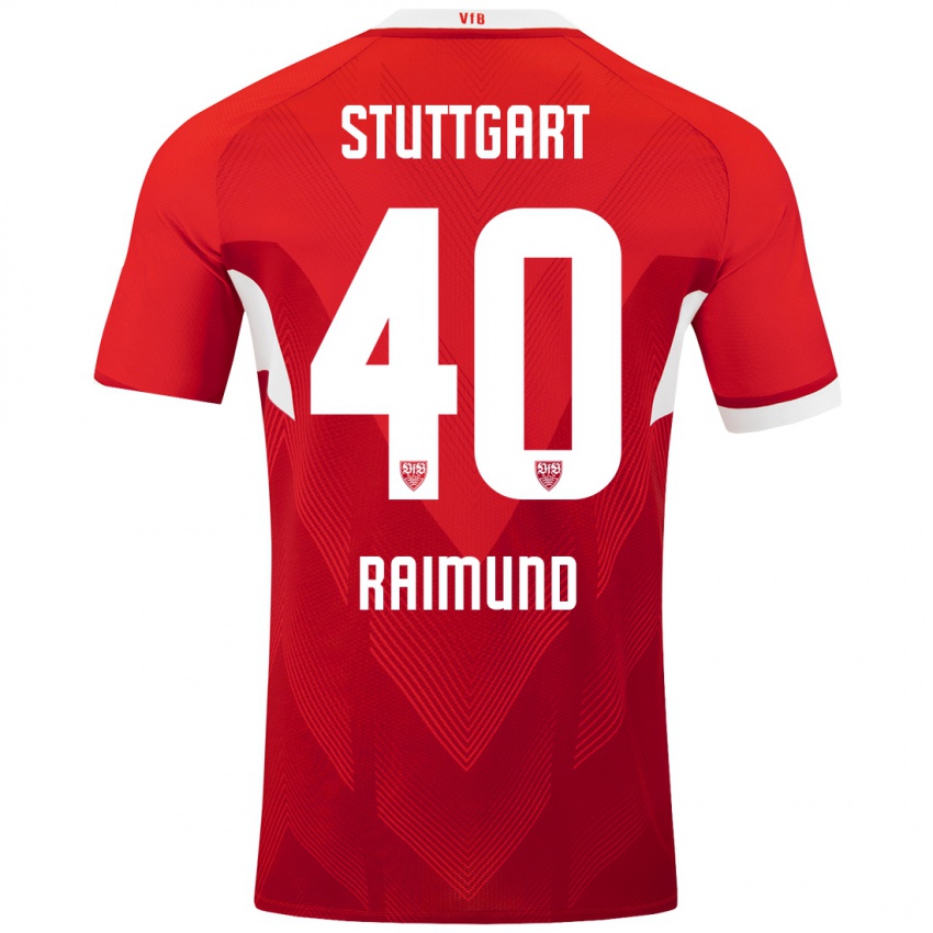 Bambino Maglia Luca Raimund #40 Rosso Bianco Kit Gara Away 2024/25 Maglietta