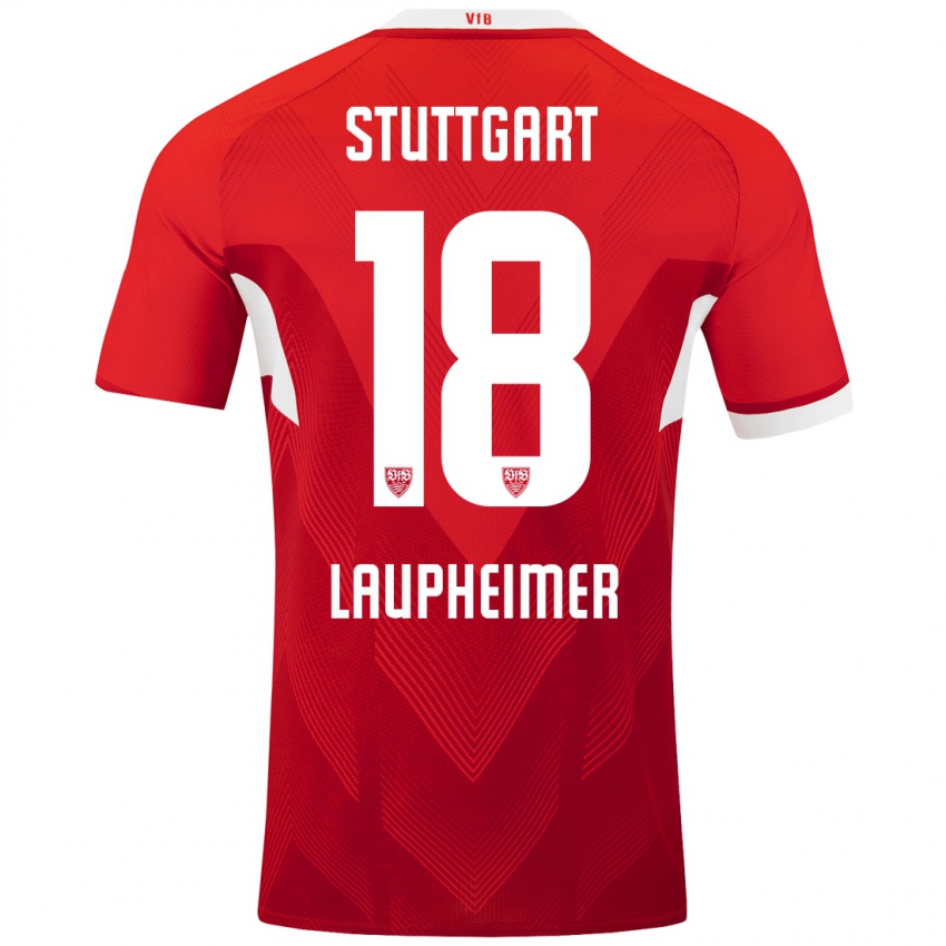 Bambino Maglia Lukas Laupheimer #18 Rosso Bianco Kit Gara Away 2024/25 Maglietta