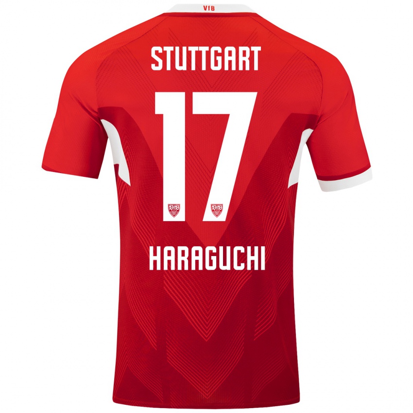 Bambino Maglia Genki Haraguchi #17 Rosso Bianco Kit Gara Away 2024/25 Maglietta