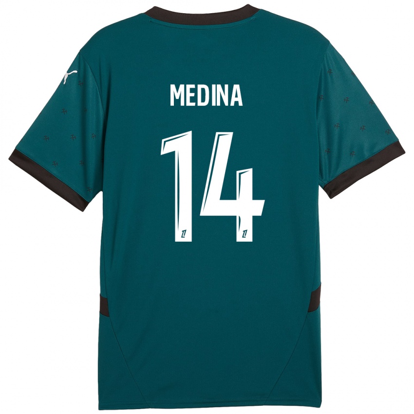 Bambino Maglia Facundo Medina #14 Verde Scuro Kit Gara Away 2024/25 Maglietta