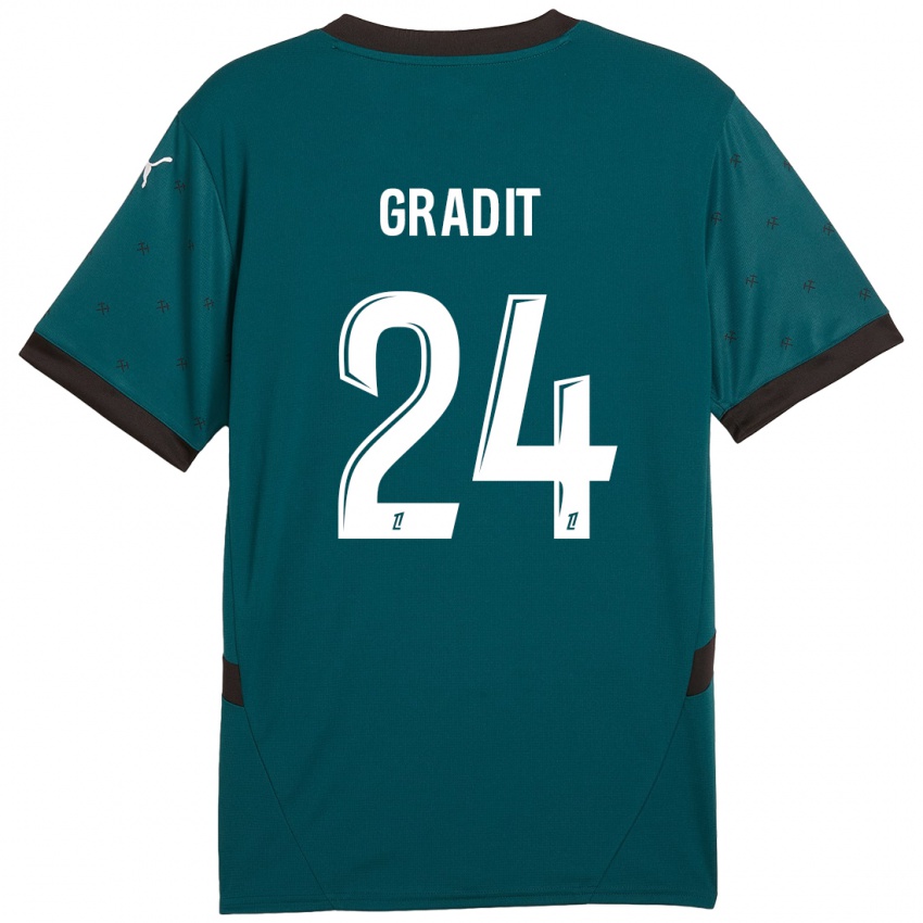 Bambino Maglia Jonathan Gradit #24 Verde Scuro Kit Gara Away 2024/25 Maglietta