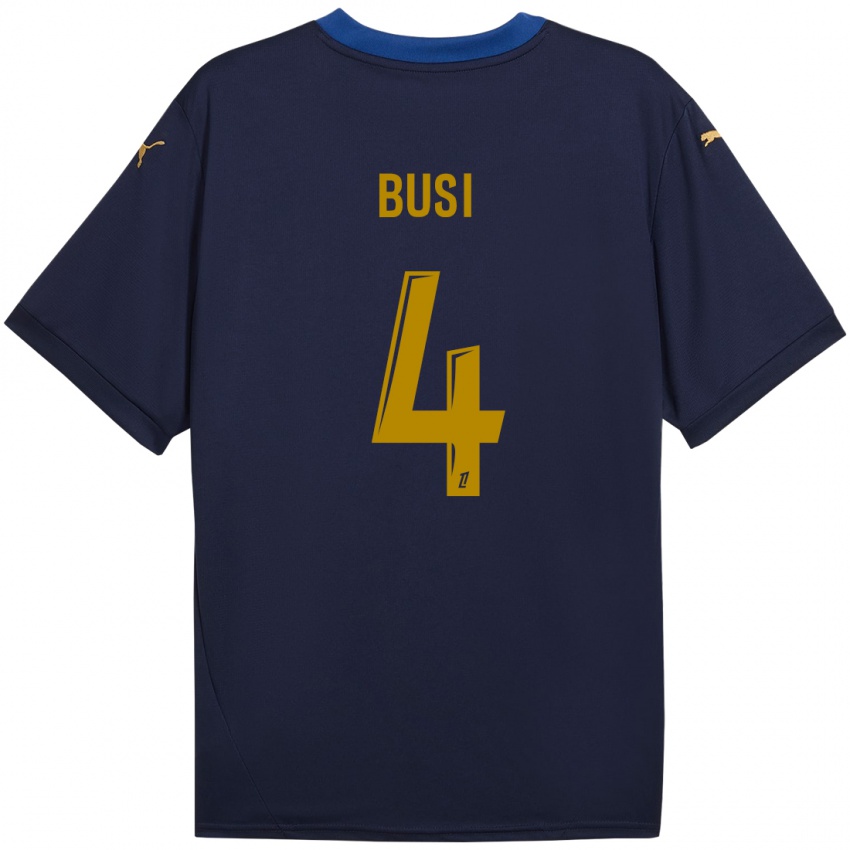 Bambino Maglia Maxime Busi #4 Blu Navy Kit Gara Away 2024/25 Maglietta