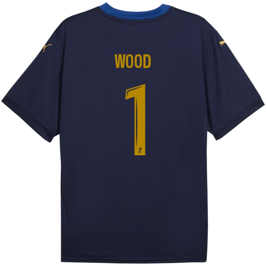 Bambino Maglia Mackenzie Wood #1 Blu Navy Kit Gara Away 2024/25 Maglietta