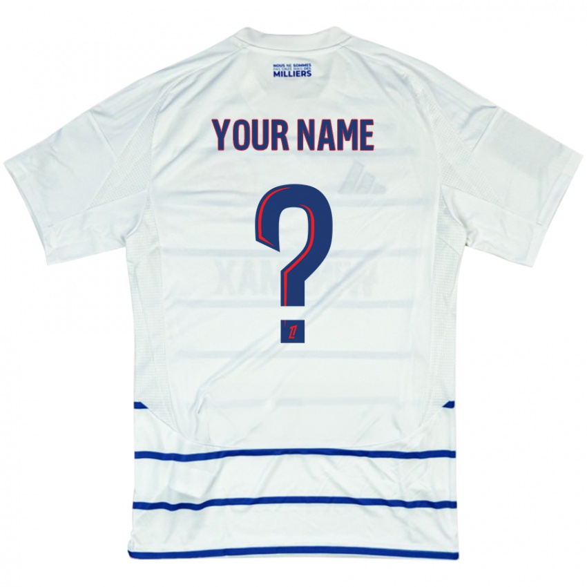 Bambino Maglia Il Tuo Nome #0 Bianco Blu Kit Gara Away 2024/25 Maglietta