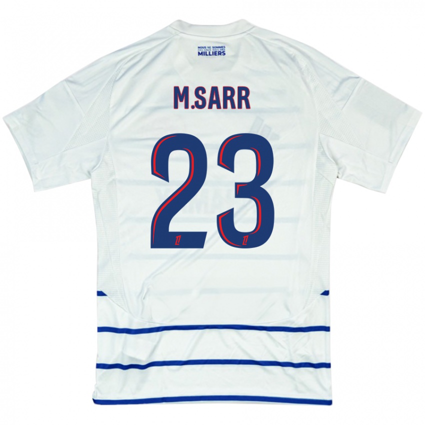 Bambino Maglia Mamadou Sarr #23 Bianco Blu Kit Gara Away 2024/25 Maglietta