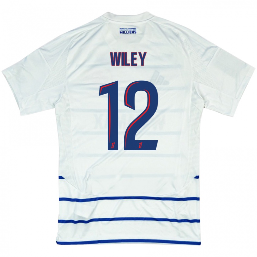 Bambino Maglia Caleb Wiley #12 Bianco Blu Kit Gara Away 2024/25 Maglietta