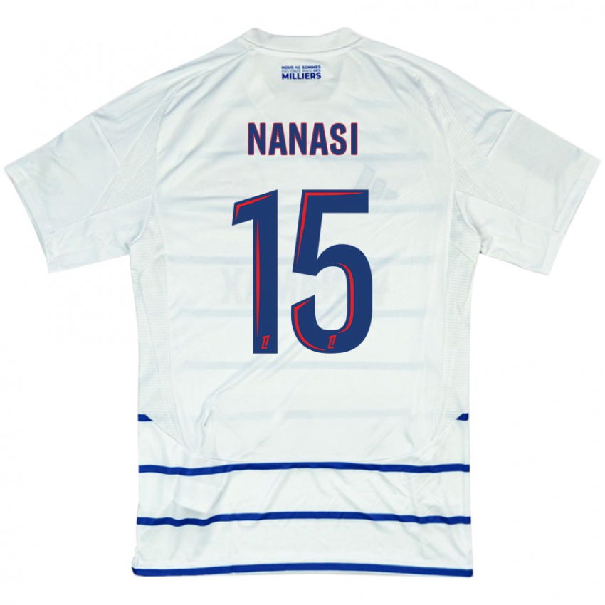 Bambino Maglia Sebastian Nanasi #15 Bianco Blu Kit Gara Away 2024/25 Maglietta