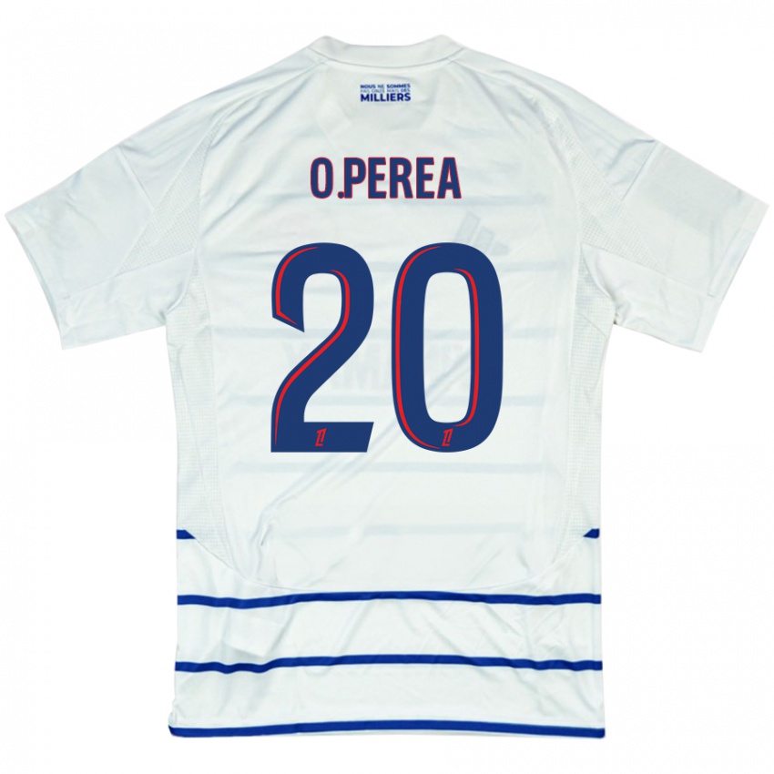 Bambino Maglia Óscar Perea #20 Bianco Blu Kit Gara Away 2024/25 Maglietta