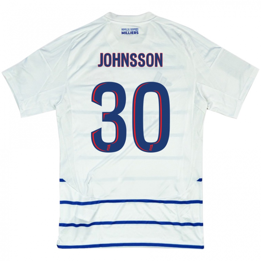 Bambino Maglia Karl-Johan Johnsson #30 Bianco Blu Kit Gara Away 2024/25 Maglietta