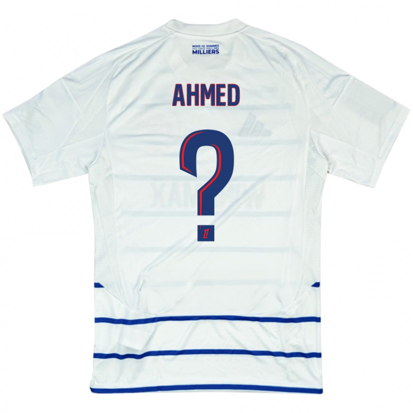 Bambino Maglia Aymeric Ahmed #0 Bianco Blu Kit Gara Away 2024/25 Maglietta