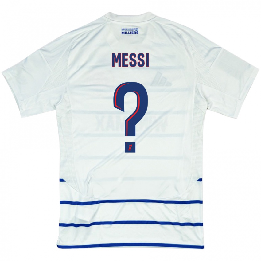 Bambino Maglia Rayane Messi #0 Bianco Blu Kit Gara Away 2024/25 Maglietta