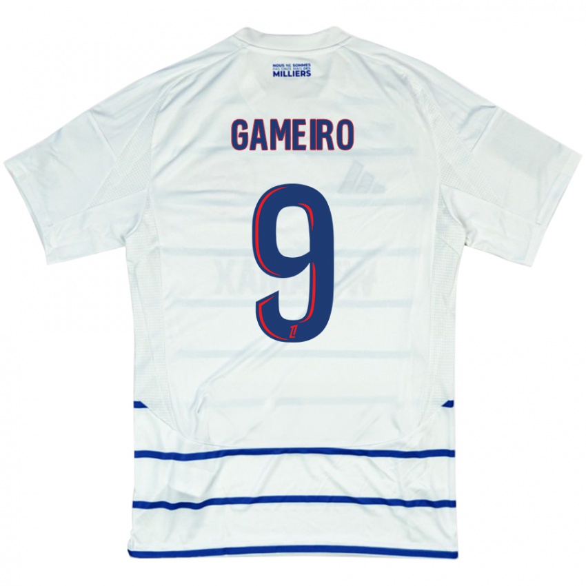 Bambino Maglia Kévin Gameiro #9 Bianco Blu Kit Gara Away 2024/25 Maglietta