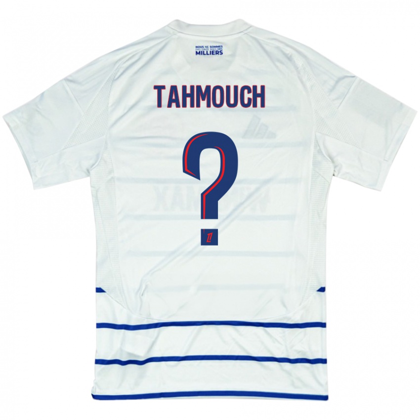 Bambino Maglia Mathieu Tahmouch #0 Bianco Blu Kit Gara Away 2024/25 Maglietta