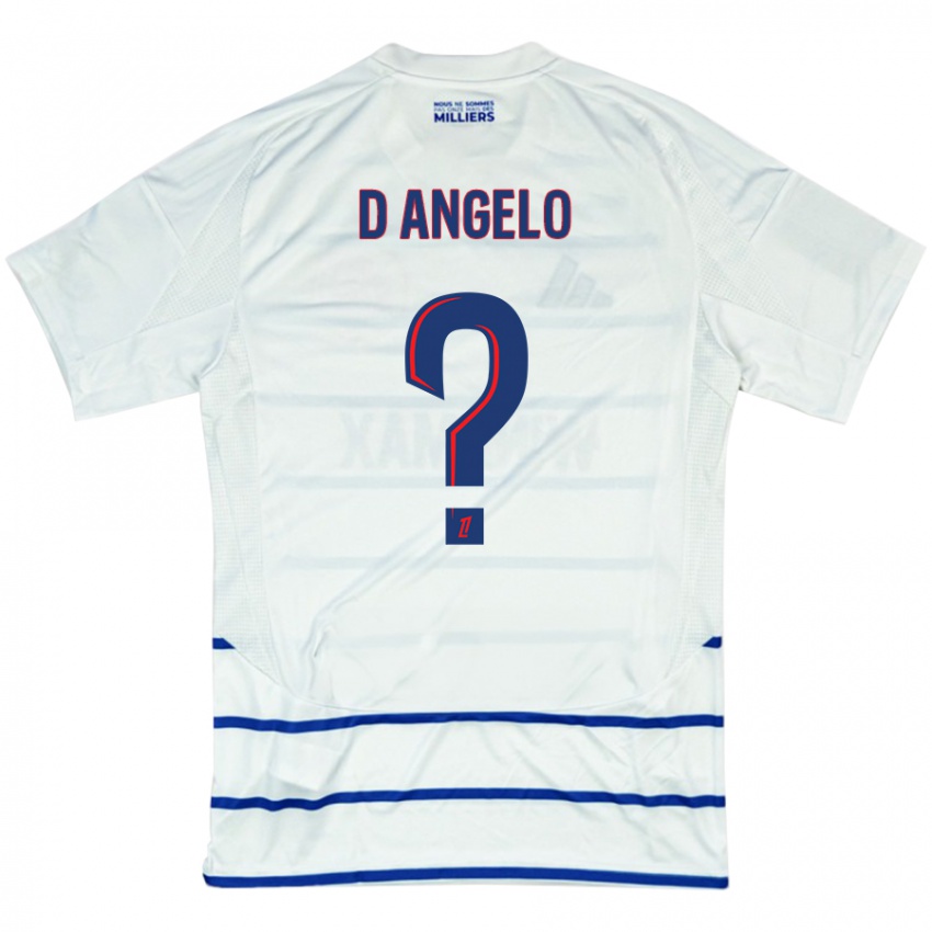 Bambino Maglia Gianni D'angelo #0 Bianco Blu Kit Gara Away 2024/25 Maglietta