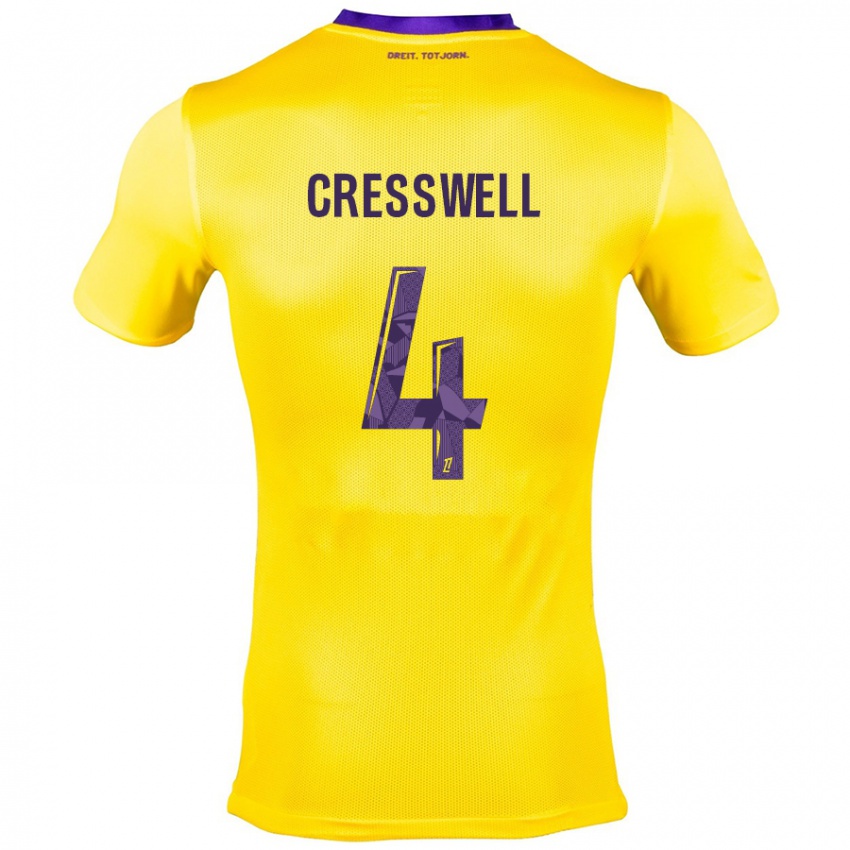 Bambino Maglia Charlie Cresswell #4 Giallo Viola Kit Gara Away 2024/25 Maglietta