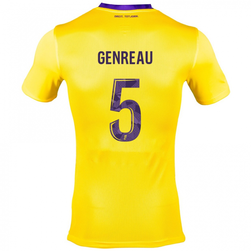 Bambino Maglia Denis Genreau #5 Giallo Viola Kit Gara Away 2024/25 Maglietta