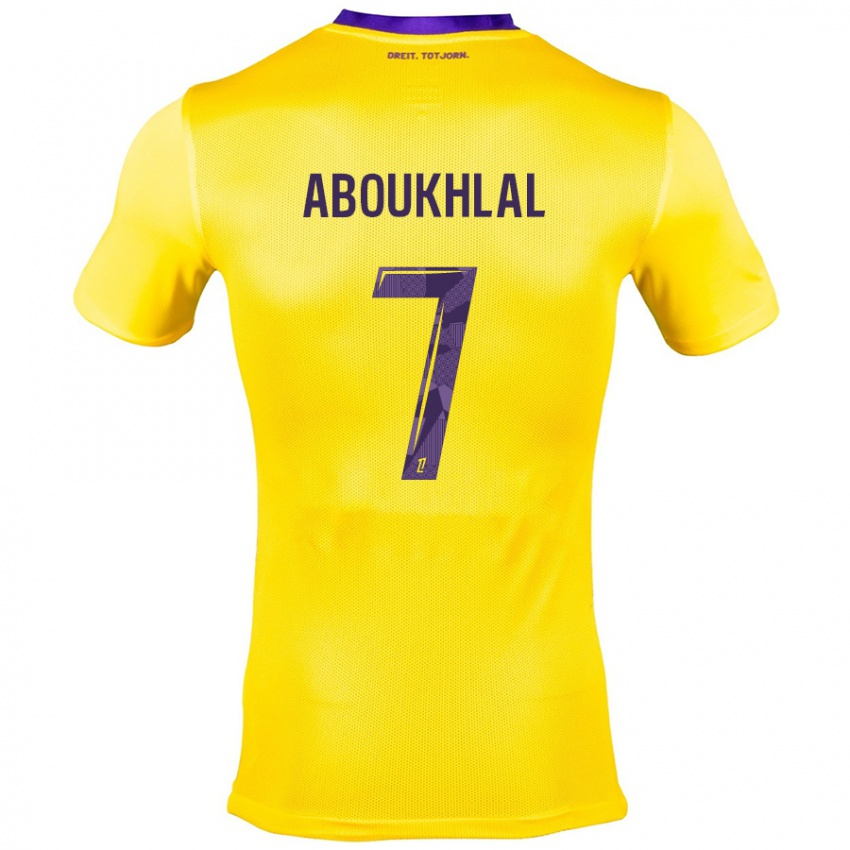 Bambino Maglia Zakaria Aboukhlal #7 Giallo Viola Kit Gara Away 2024/25 Maglietta