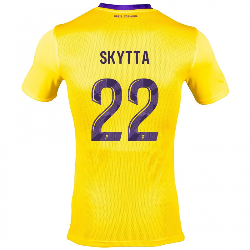 Bambino Maglia Naatan Skyttä #22 Giallo Viola Kit Gara Away 2024/25 Maglietta