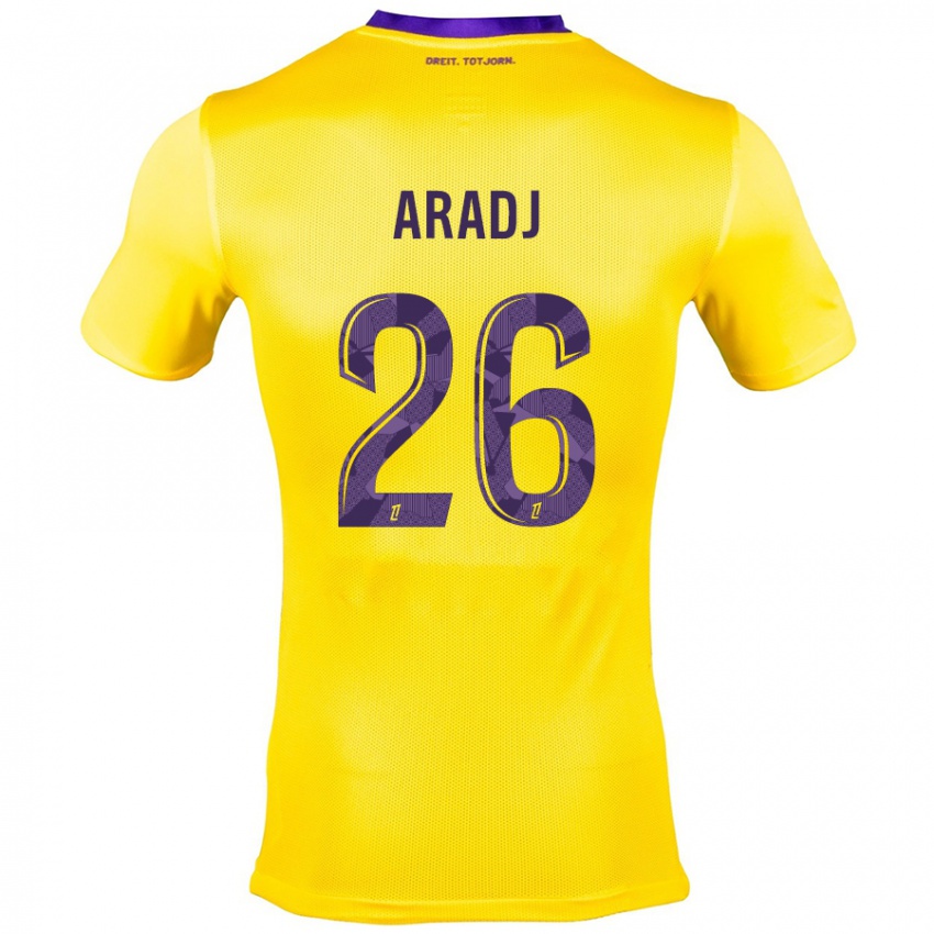 Bambino Maglia Ylies Aradj #26 Giallo Viola Kit Gara Away 2024/25 Maglietta