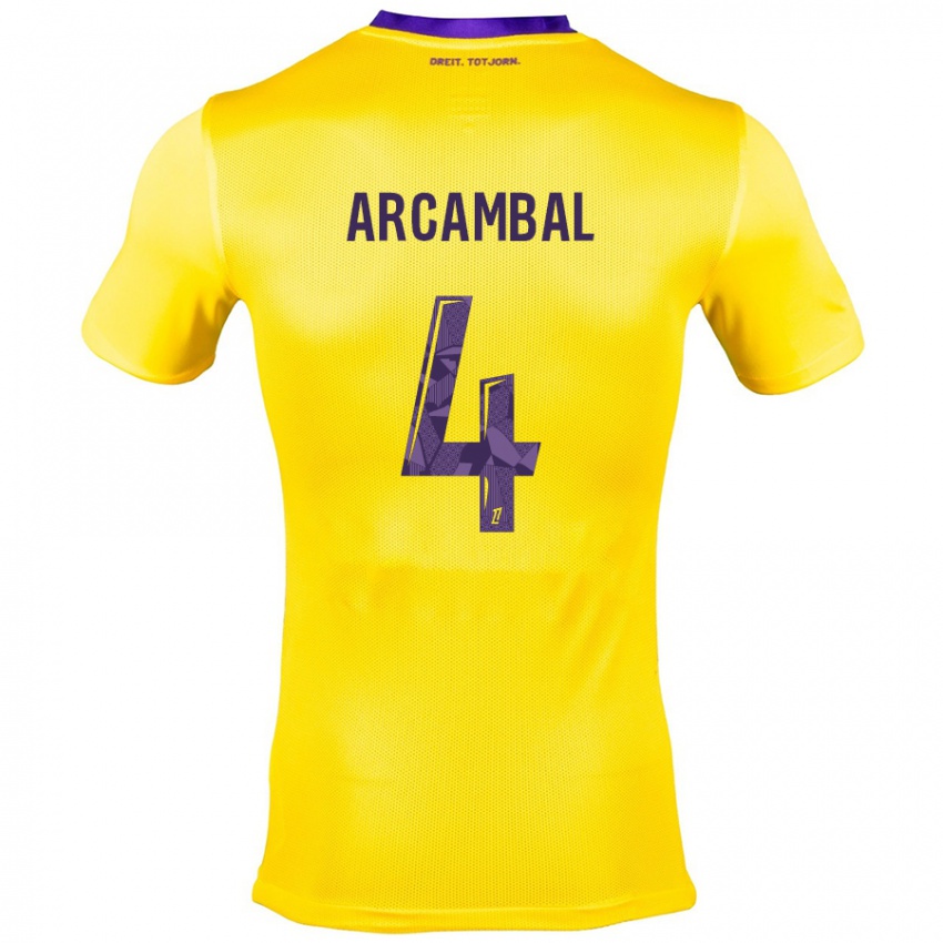 Bambino Maglia Anais Arcambal #4 Giallo Viola Kit Gara Away 2024/25 Maglietta