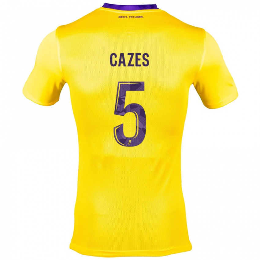 Bambino Maglia Manon Cazes #5 Giallo Viola Kit Gara Away 2024/25 Maglietta