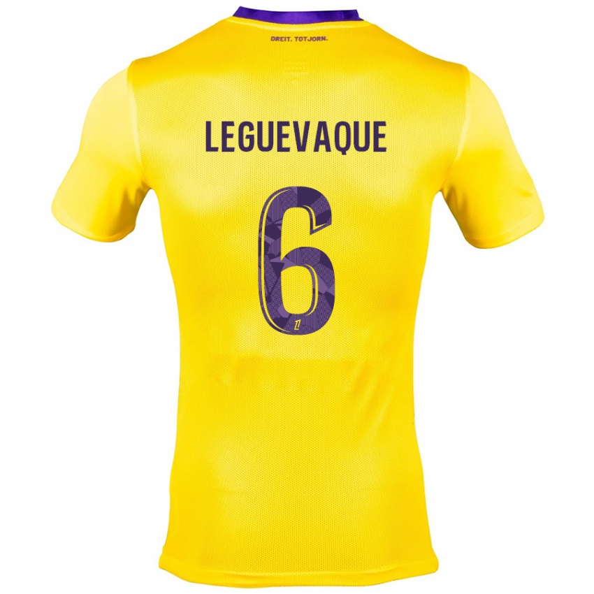 Bambino Maglia Laurie Leguevaque #6 Giallo Viola Kit Gara Away 2024/25 Maglietta