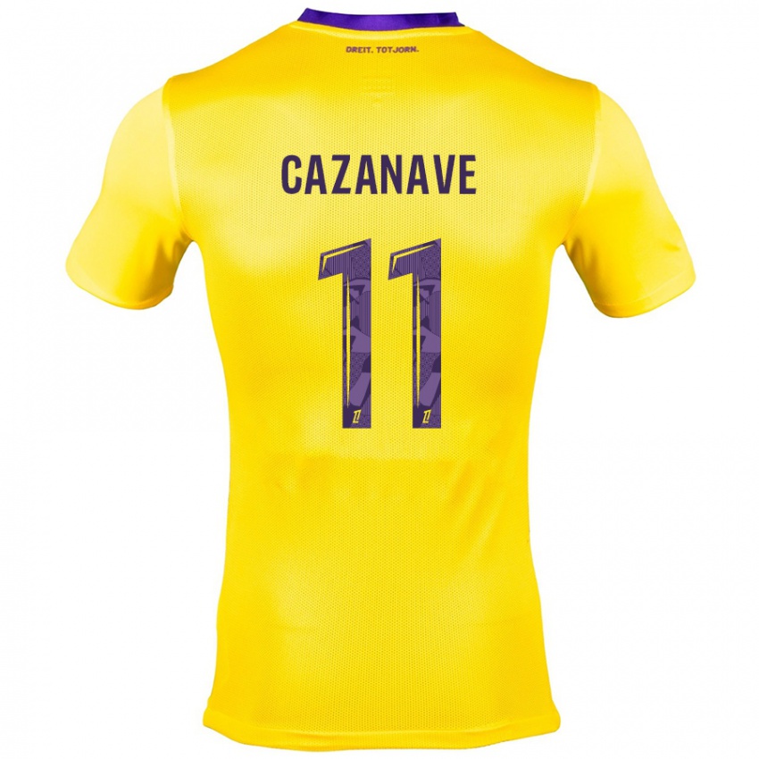 Bambino Maglia Julie Cazanave #11 Giallo Viola Kit Gara Away 2024/25 Maglietta