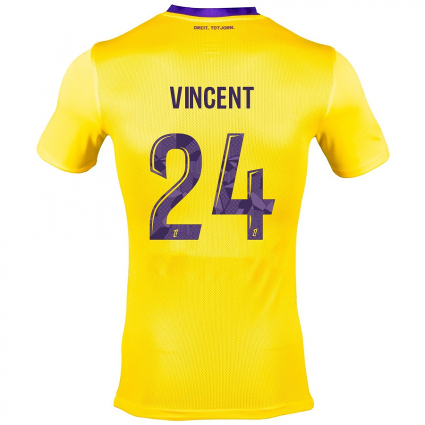 Bambino Maglia Magalie Vincent #24 Giallo Viola Kit Gara Away 2024/25 Maglietta