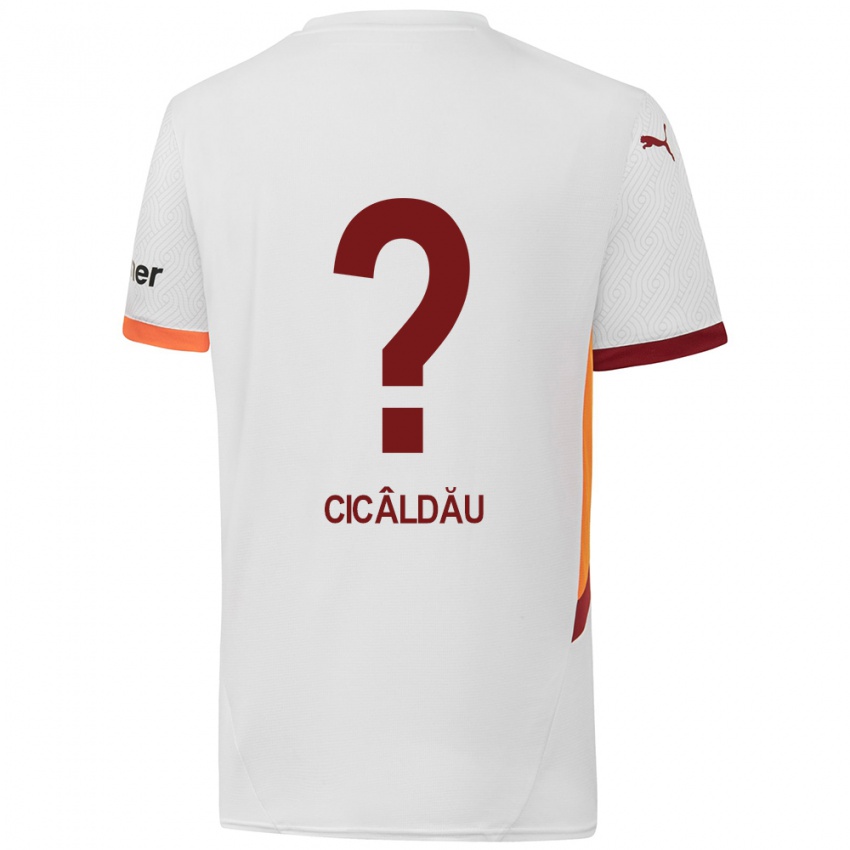 Bambino Maglia Alexandru Cicâldău #0 Bianco Giallo Rosso Kit Gara Away 2024/25 Maglietta