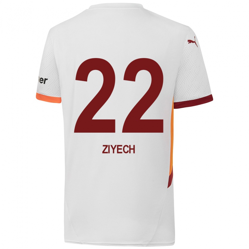 Bambino Maglia Hakim Ziyech #22 Bianco Giallo Rosso Kit Gara Away 2024/25 Maglietta