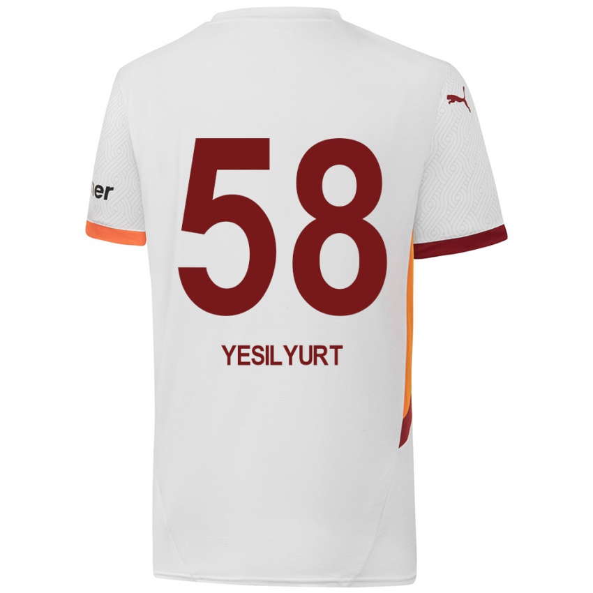 Bambino Maglia Ali Yeşilyurt #58 Bianco Giallo Rosso Kit Gara Away 2024/25 Maglietta