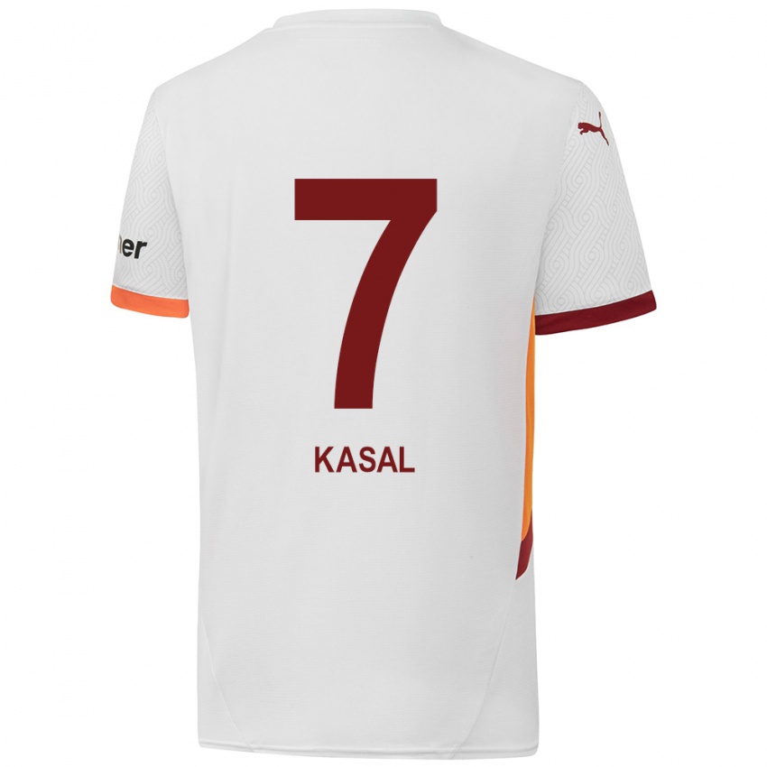 Bambino Maglia Yasin Kasal #7 Bianco Giallo Rosso Kit Gara Away 2024/25 Maglietta