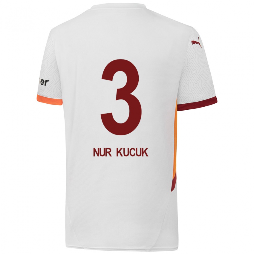 Bambino Maglia Rabia Nur Küçük #3 Bianco Giallo Rosso Kit Gara Away 2024/25 Maglietta