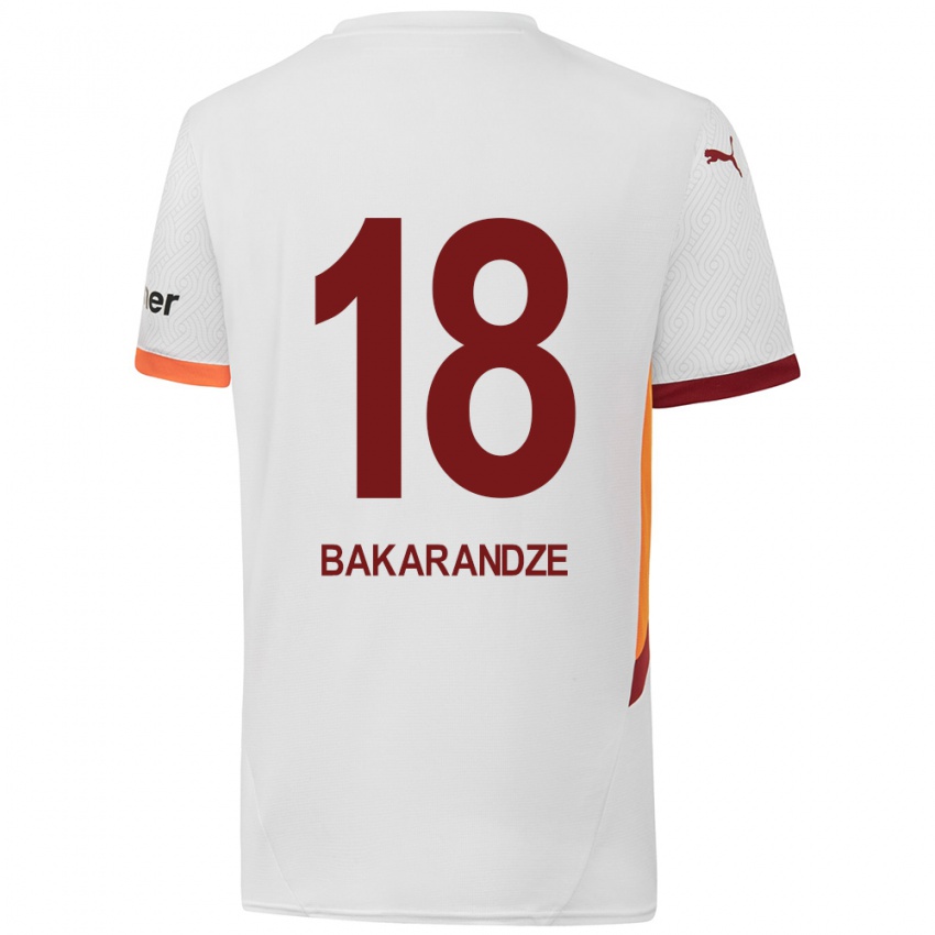 Bambino Maglia Kristina Bakarandze #18 Bianco Giallo Rosso Kit Gara Away 2024/25 Maglietta