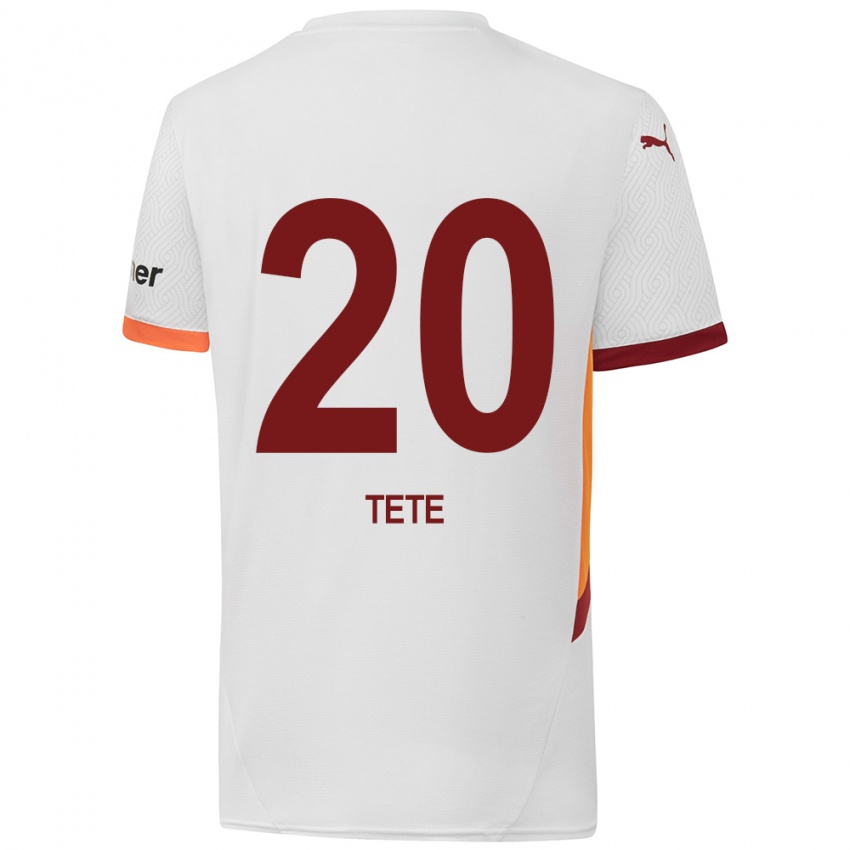 Bambino Maglia Tete #20 Bianco Giallo Rosso Kit Gara Away 2024/25 Maglietta