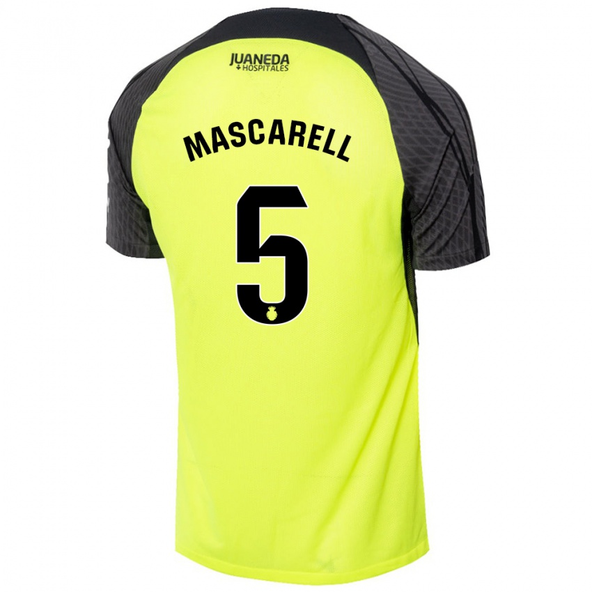 Bambino Maglia Omar Mascarell #5 Verde Fluorescente Nero Kit Gara Away 2024/25 Maglietta