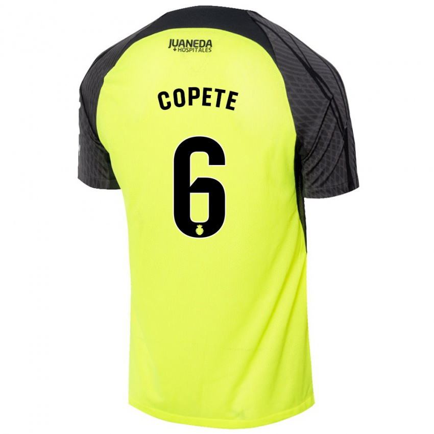 Bambino Maglia José Copete #6 Verde Fluorescente Nero Kit Gara Away 2024/25 Maglietta