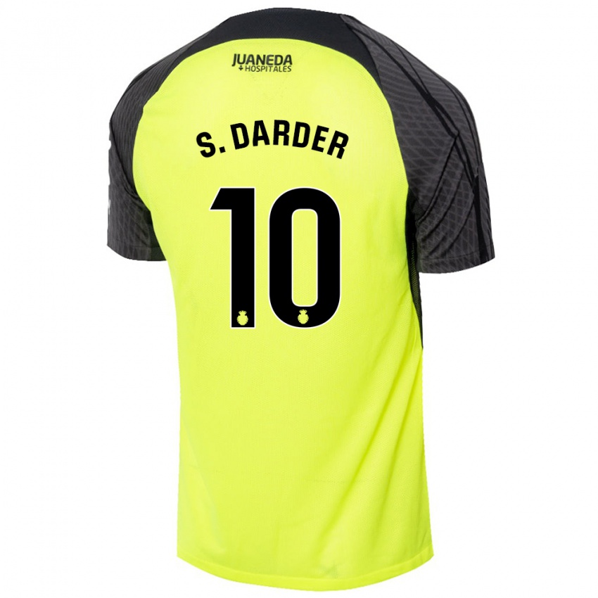 Bambino Maglia Sergi Darder #10 Verde Fluorescente Nero Kit Gara Away 2024/25 Maglietta