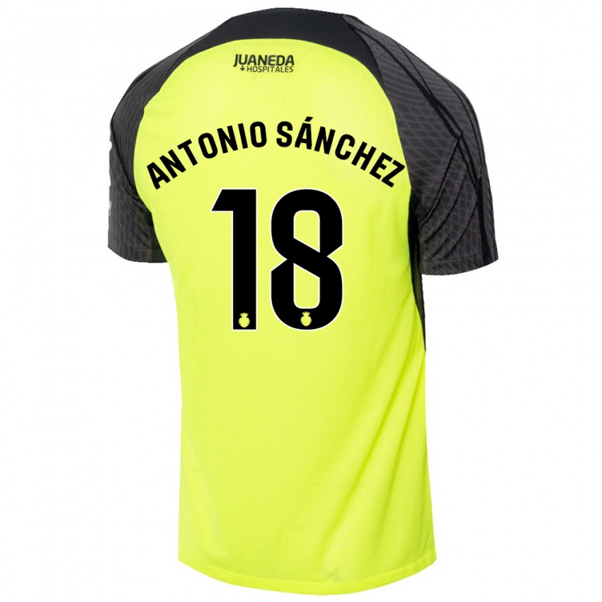 Bambino Maglia Antonio Sánchez #18 Verde Fluorescente Nero Kit Gara Away 2024/25 Maglietta