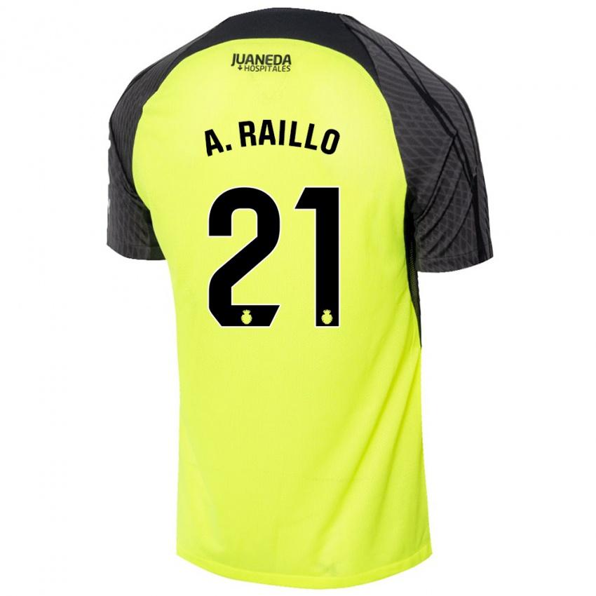 Bambino Maglia Antonio Raíllo #21 Verde Fluorescente Nero Kit Gara Away 2024/25 Maglietta