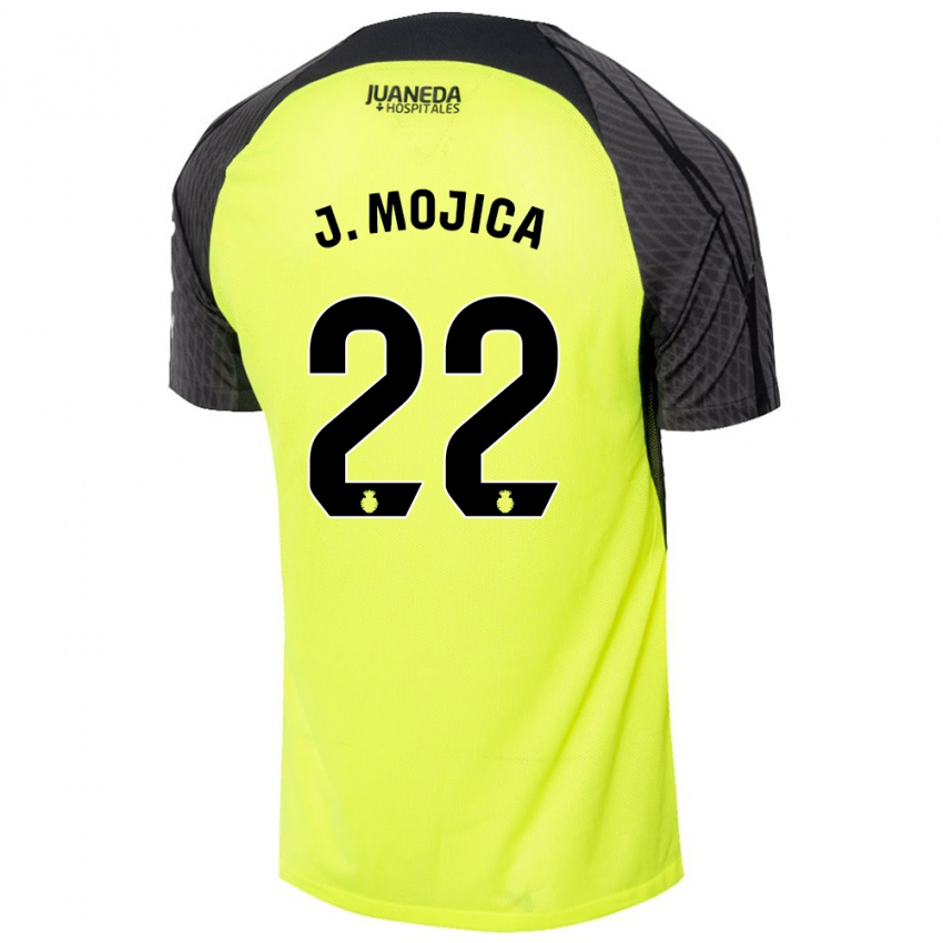 Bambino Maglia Johan Mojica #22 Verde Fluorescente Nero Kit Gara Away 2024/25 Maglietta