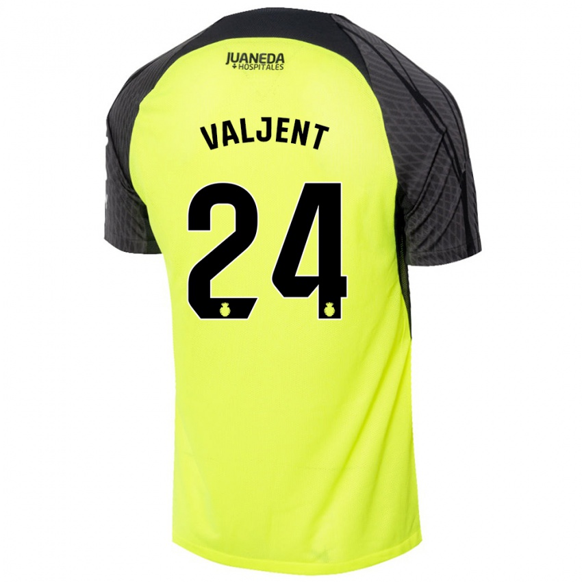 Bambino Maglia Martin Valjent #24 Verde Fluorescente Nero Kit Gara Away 2024/25 Maglietta