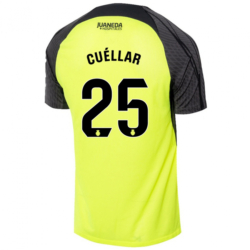 Bambino Maglia Iván Cuéllar #25 Verde Fluorescente Nero Kit Gara Away 2024/25 Maglietta