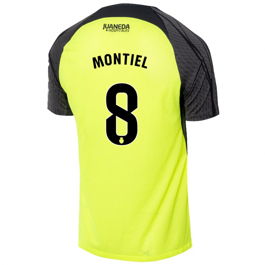 Bambino Maglia Luis Montiel #8 Verde Fluorescente Nero Kit Gara Away 2024/25 Maglietta